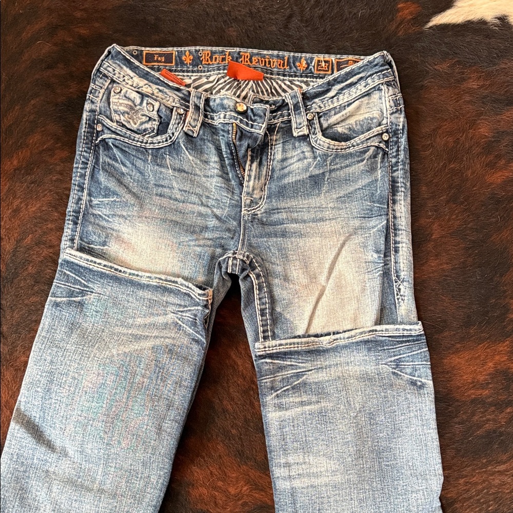 Rock Revival Distressed Light Blue Jeans